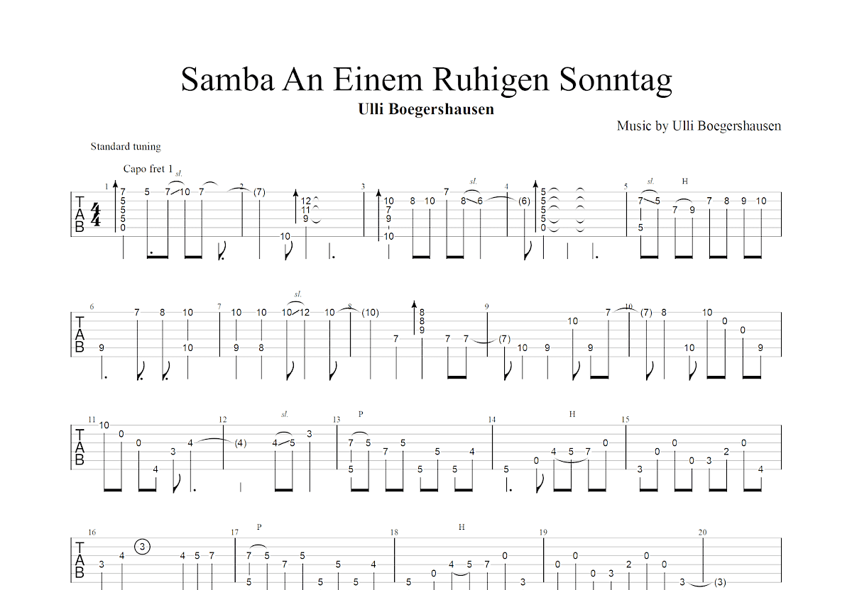 Samba An Einem Ruhigen Sonntag吉他谱_郑成河_F调指弹