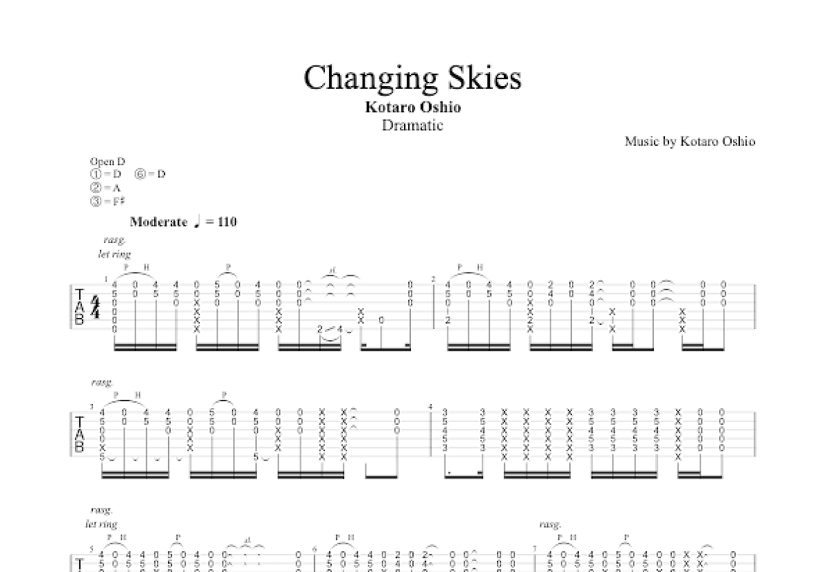 Changing Skies吉他谱预览图
