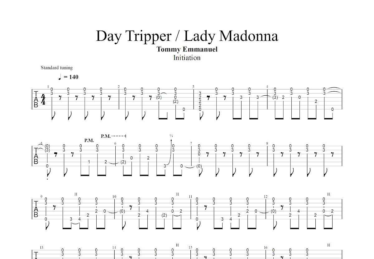 Day Tripper / Lady Madonna吉他谱_John Lennon,Paul McCartney_A调指弹