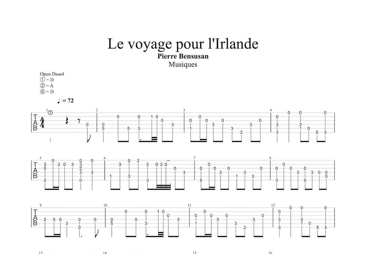 Le voyage pour l'Irlande吉他谱预览图
