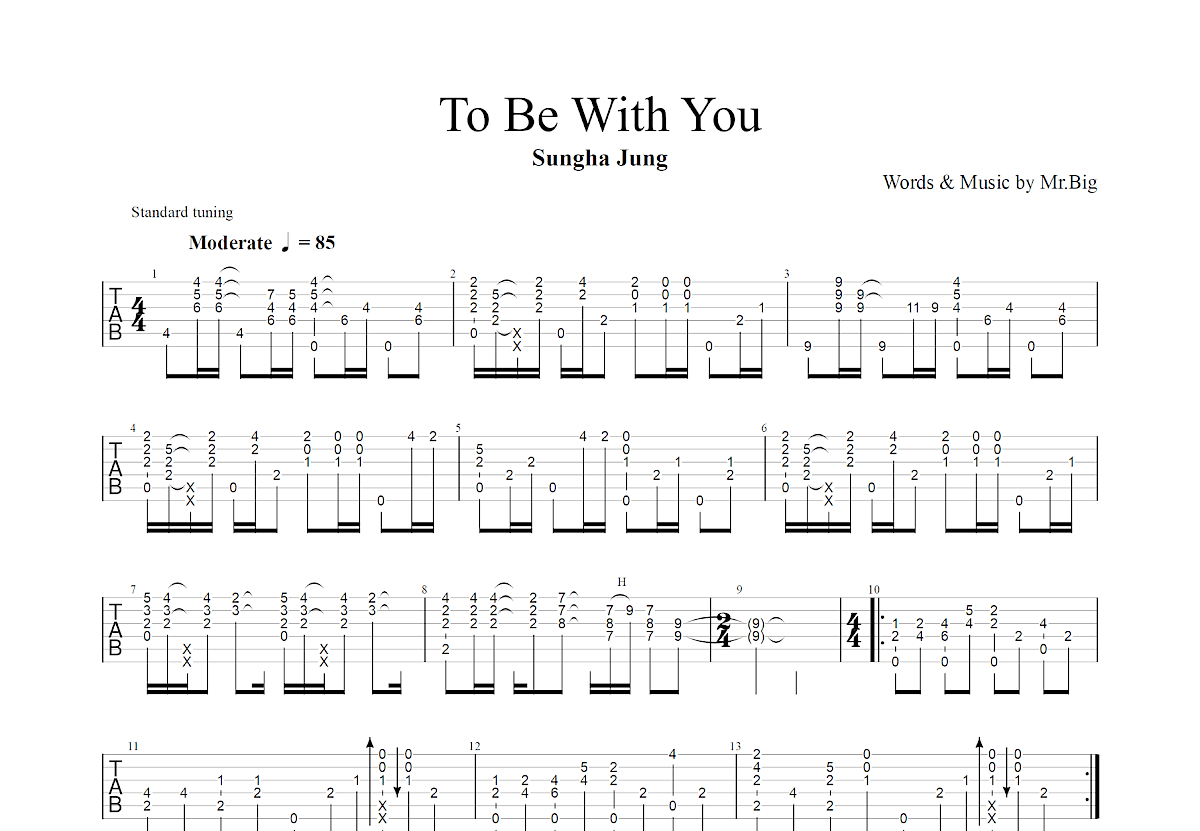 To Be With You吉他谱_郑成河_E调指弹