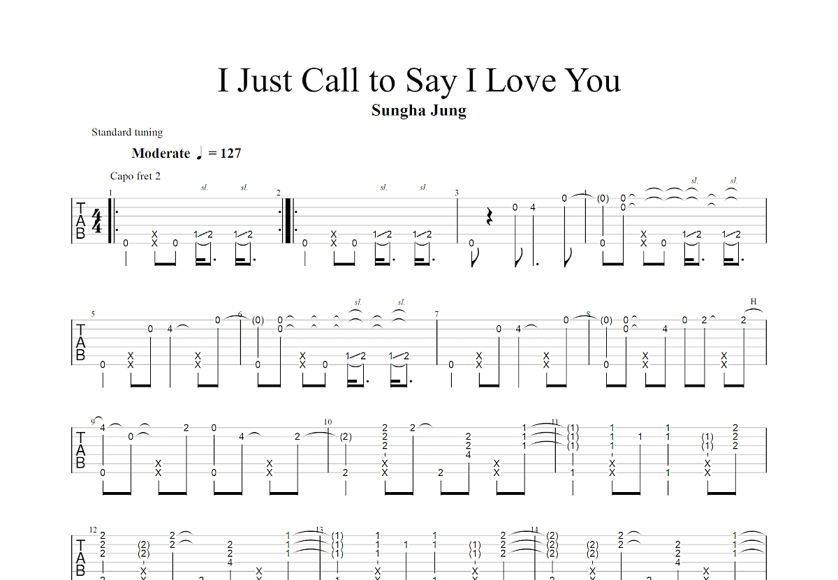 I Just Call to Say I Love You吉他谱_郑成河_E调指弹