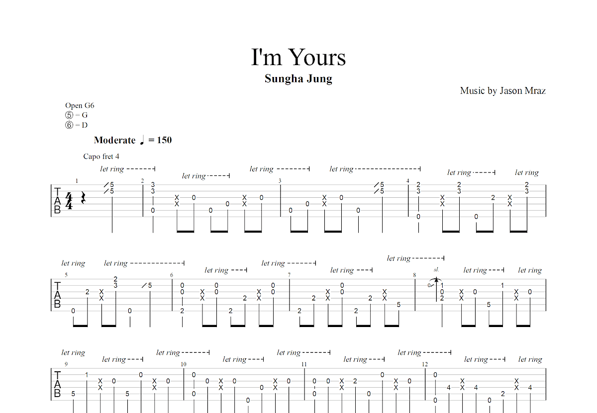 I'm Yours吉他谱预览图