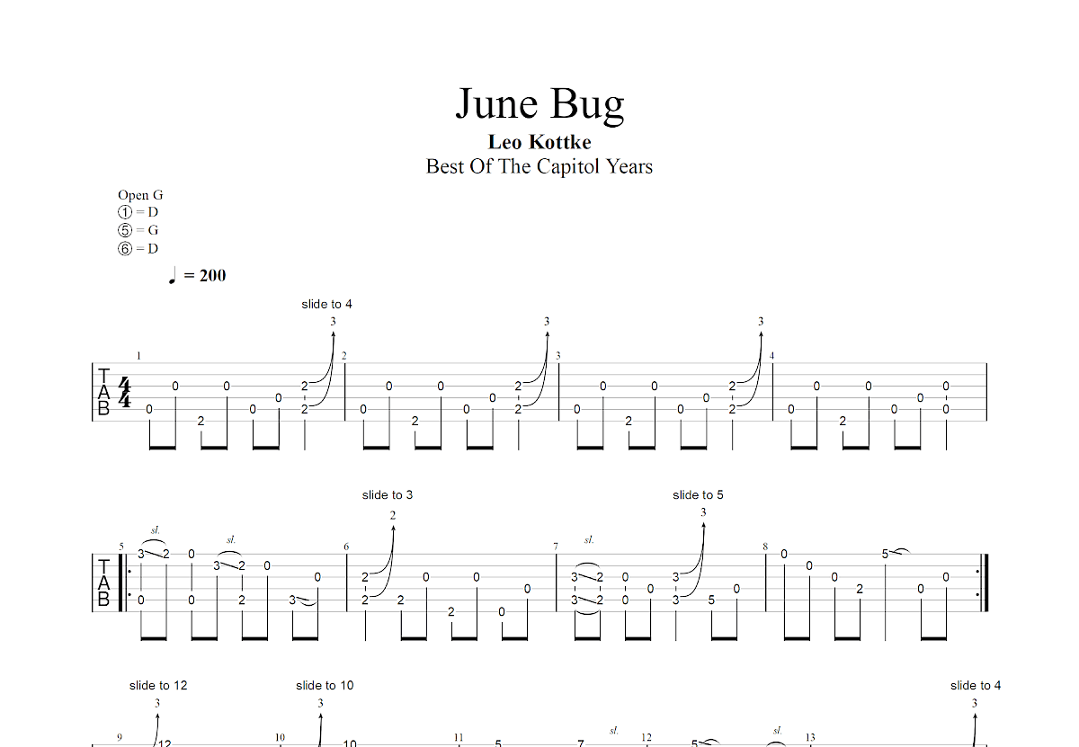 June Bug吉他谱预览图