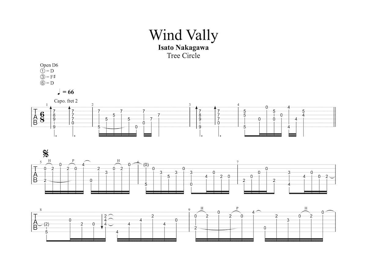 Wind Valley吉他谱_中川砂仁_D调指弹