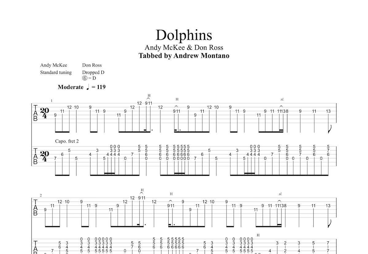 Dolphins吉他谱预览图