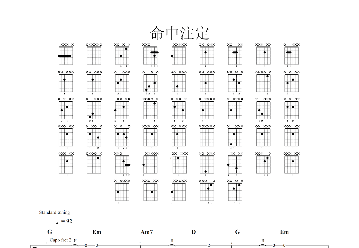 命中注定吉他谱预览图