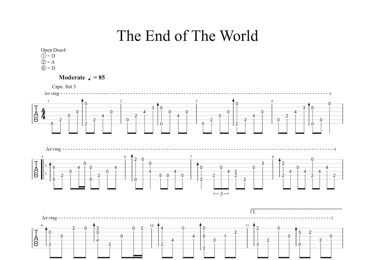 The End of The World吉他谱预览图