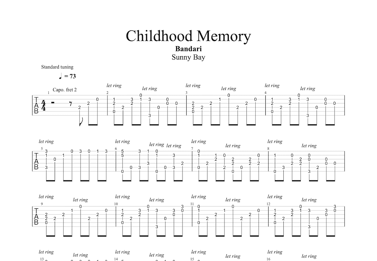 Childhood Memory吉他谱预览图
