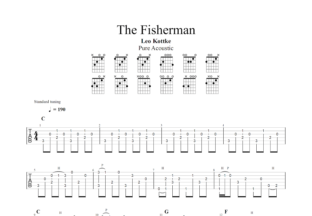 The Fisherman吉他谱_Leo Kottke_C调指弹