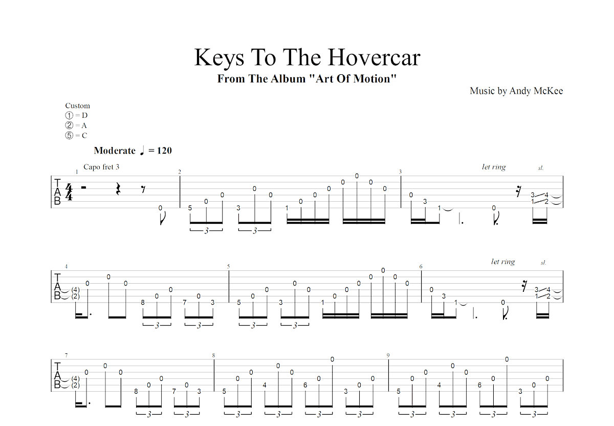 Keys To The Hovercar吉他谱_Andy McKee_C调指弹