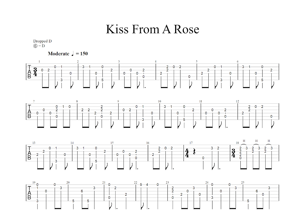 Kiss From A Rose吉他谱_郑成河_D调指弹