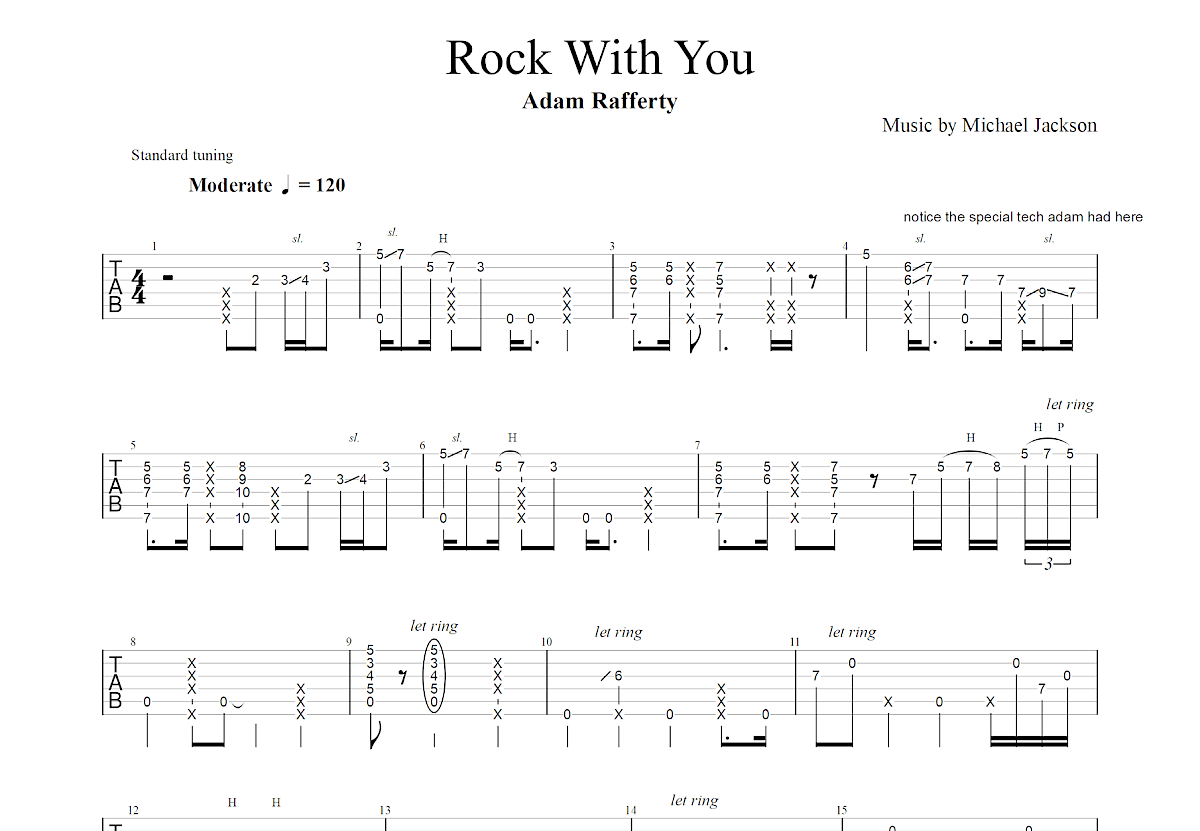 Rock With You吉他谱_Adam Rafferty_G调指弹
