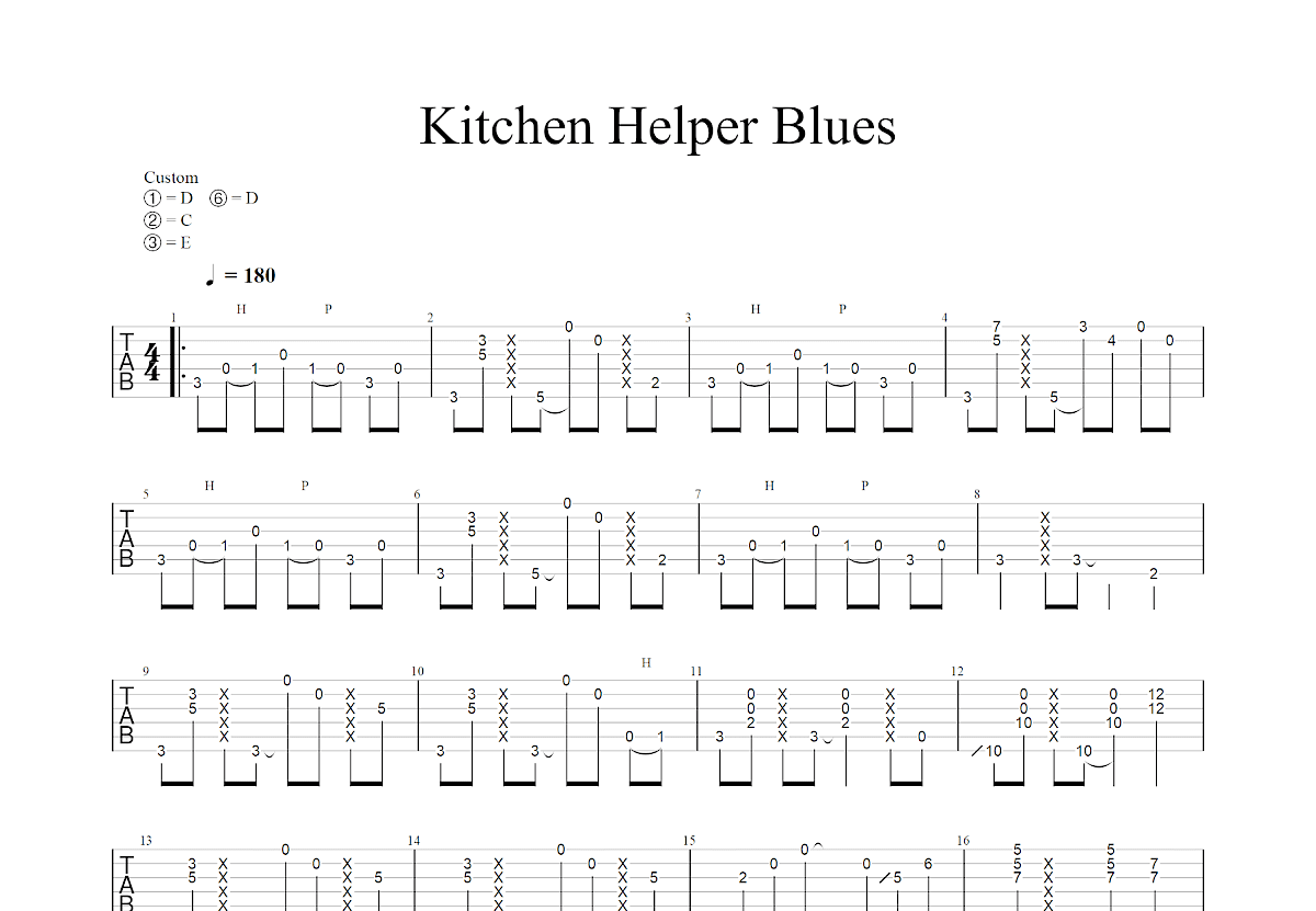 Kitchen Helper Blues吉他谱_岸部真明_D调指弹