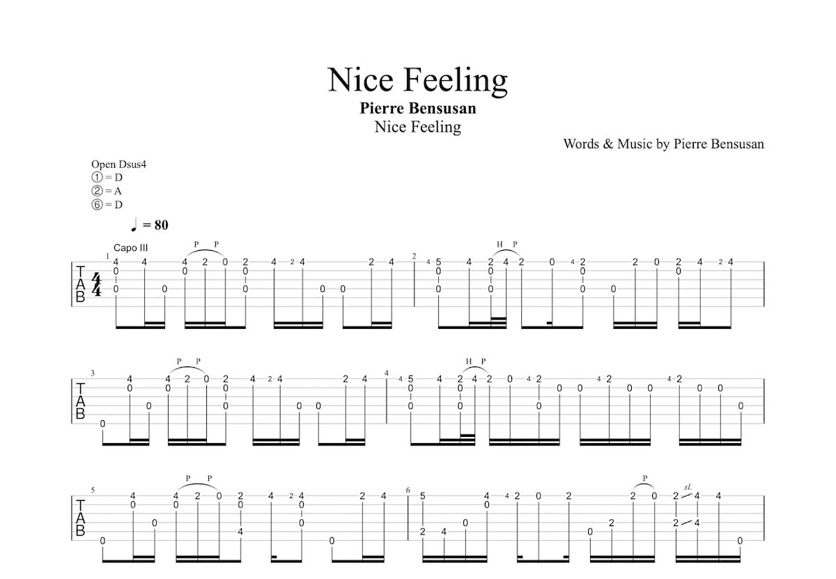 Nice Feeling吉他谱预览图