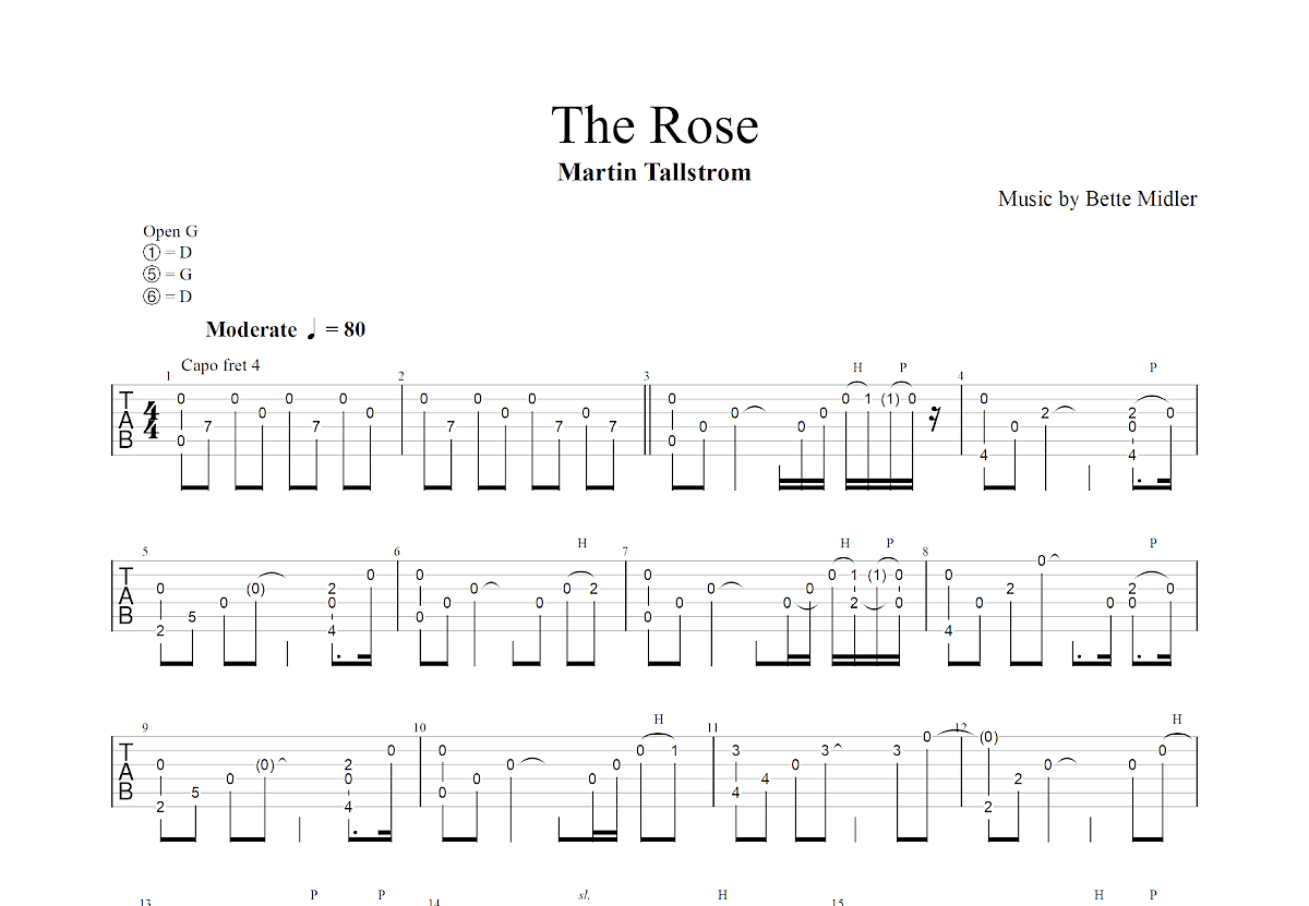 The Rose吉他谱_Martin Tallstrom_G调指弹