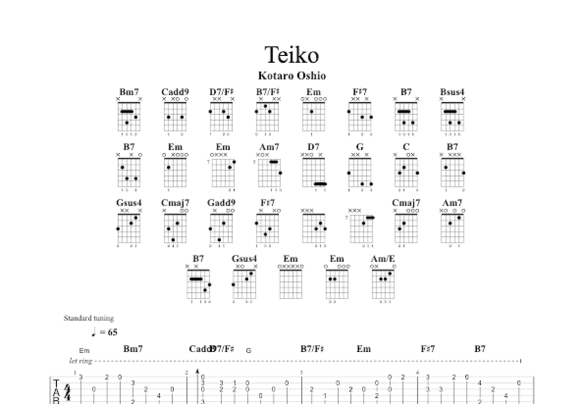 Teiko吉他谱预览图
