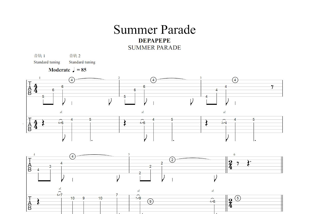 Summer Parade吉他谱预览图