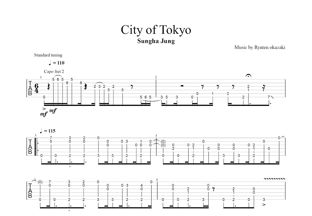 City of Tokyo吉他谱_冈崎伦典_G调指弹