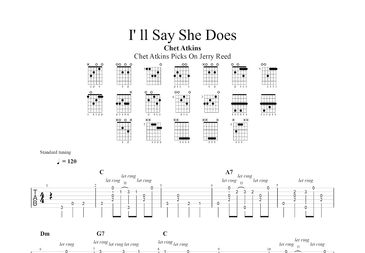 I' ll Say She Does吉他谱_Chet Atkins_C调指弹