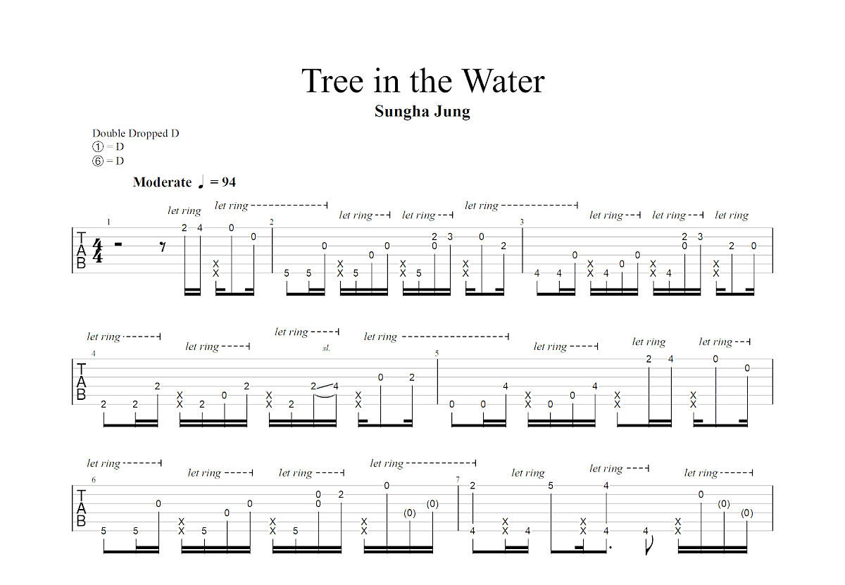 Tree in the Water吉他谱_郑成河_D调指弹