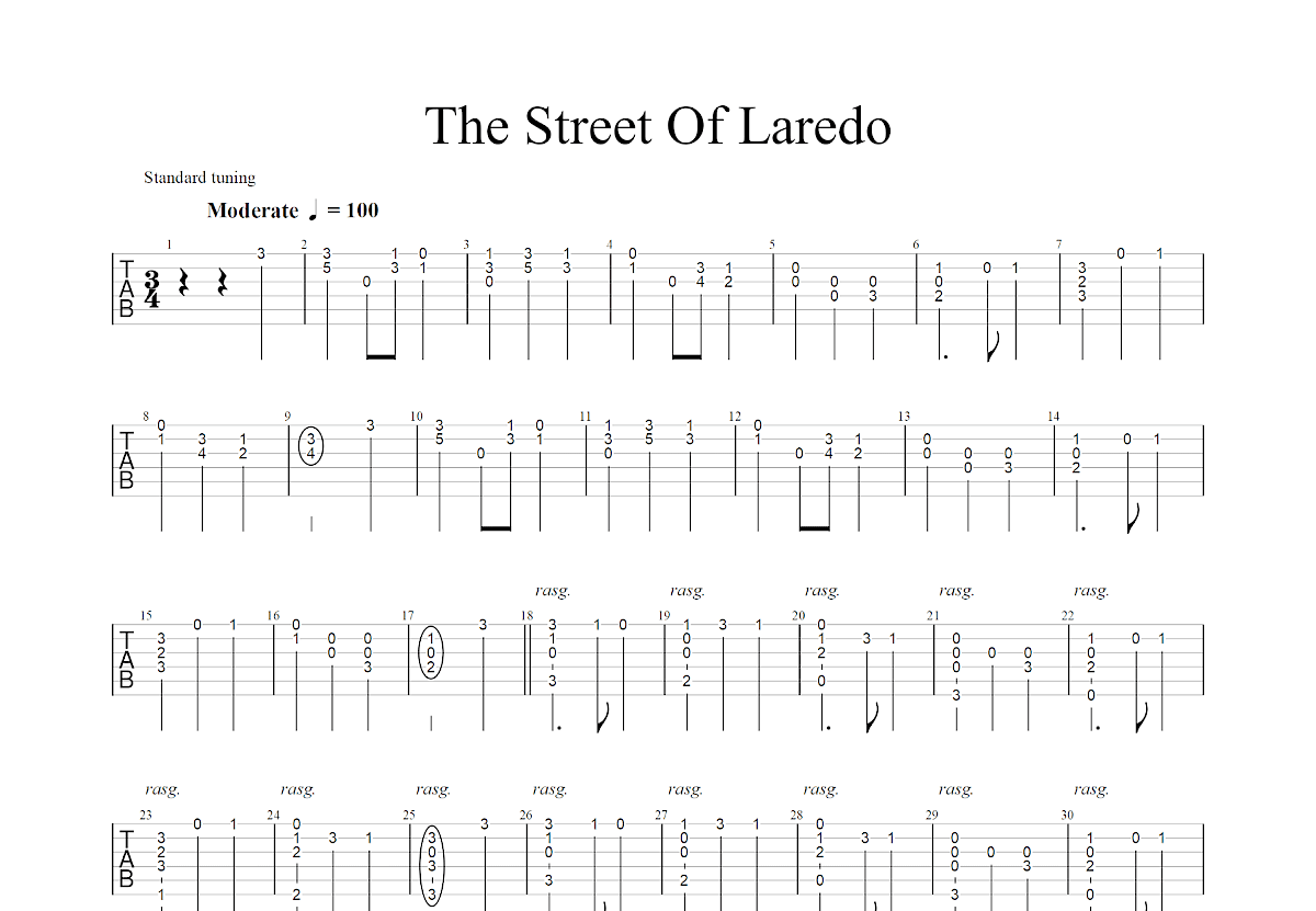 The Street Of Laredo吉他谱_岸部真明_C调指弹