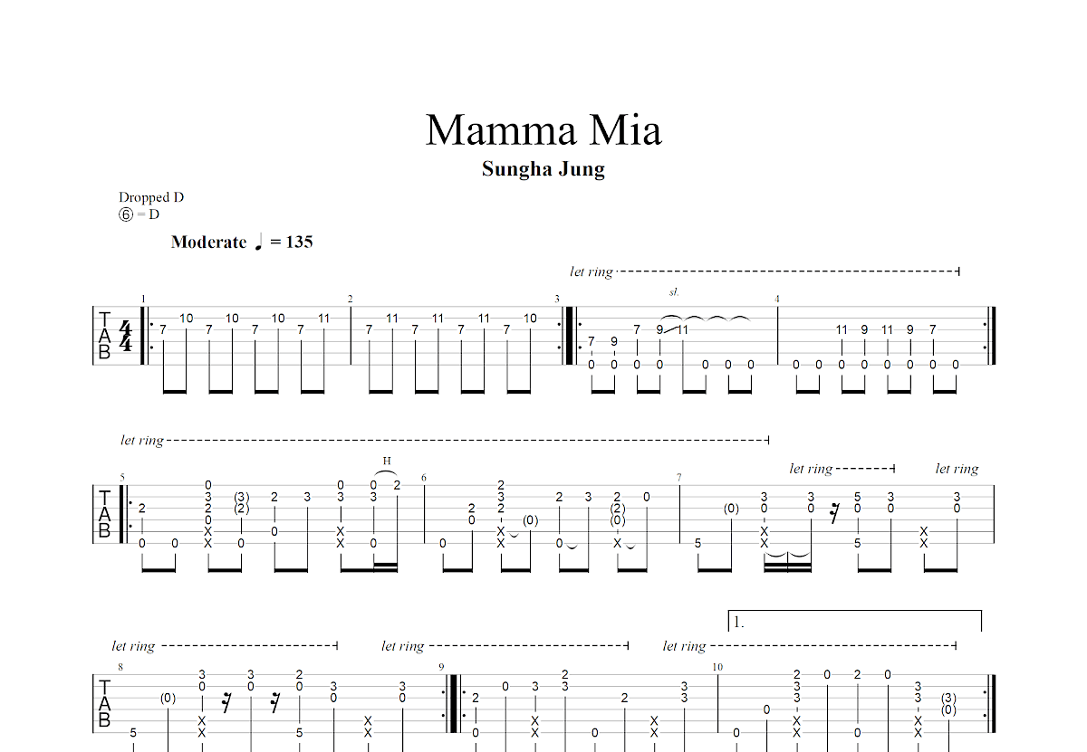 Mamma Mia吉他谱预览图
