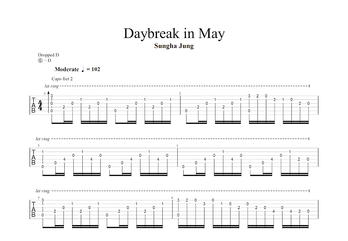 Daybreak in May吉他谱_郑成河_D调指弹