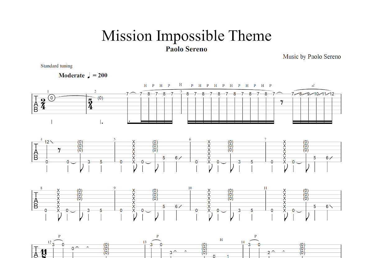 Mission Impossible Theme吉他谱_Paolo Sereno_G调指弹