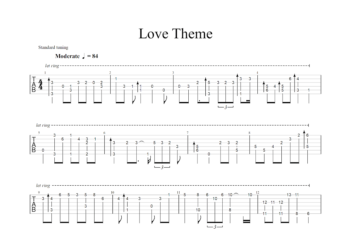 Love Theme吉他谱_Ennio Morricone_G调指弹