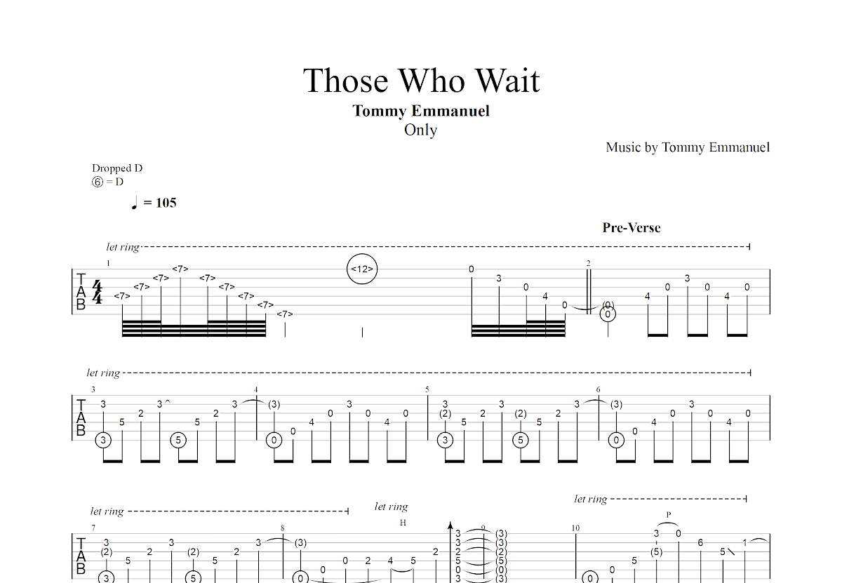 Those Who Wait吉他谱_Tommy Emmanuel_D调指弹