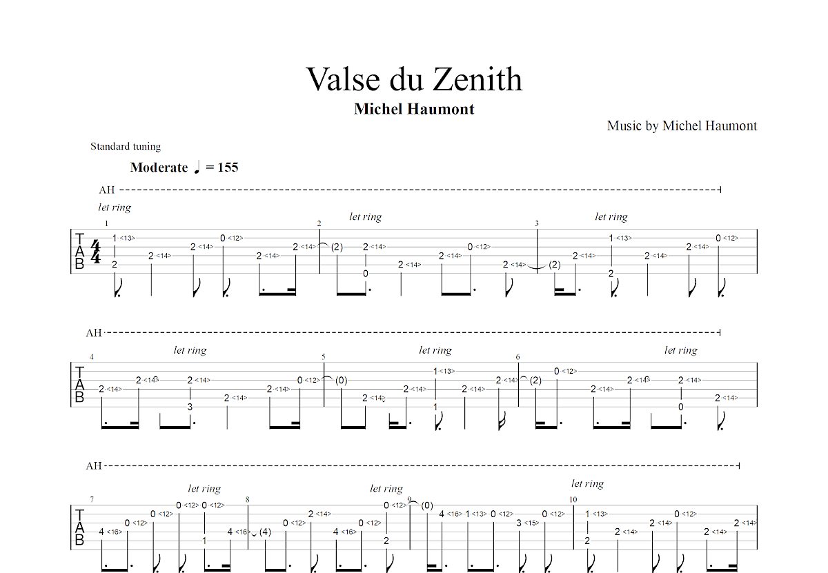 Valse du Zenith吉他谱_Michel Haumont_G调指弹