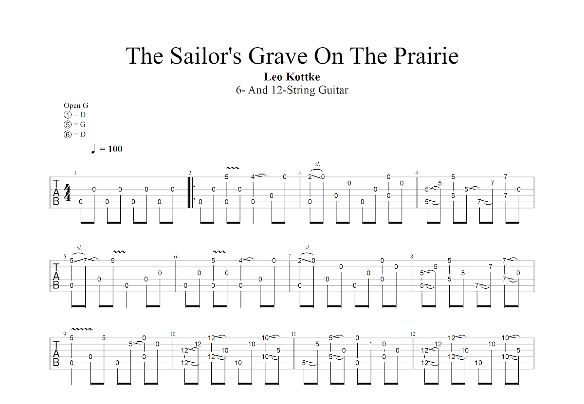 The Sailor's Grave On The Prairie吉他谱_Leo Kottke_G调指弹