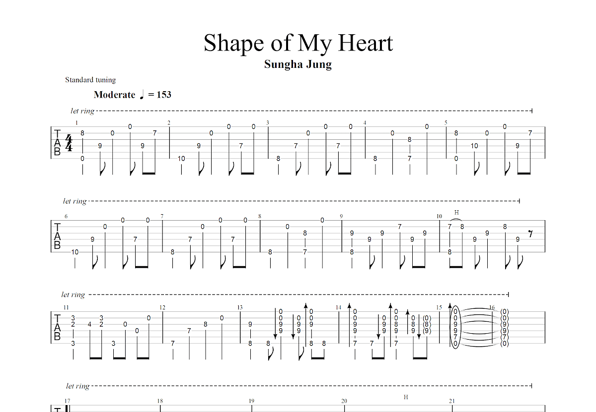Shape of My Heart吉他谱预览图