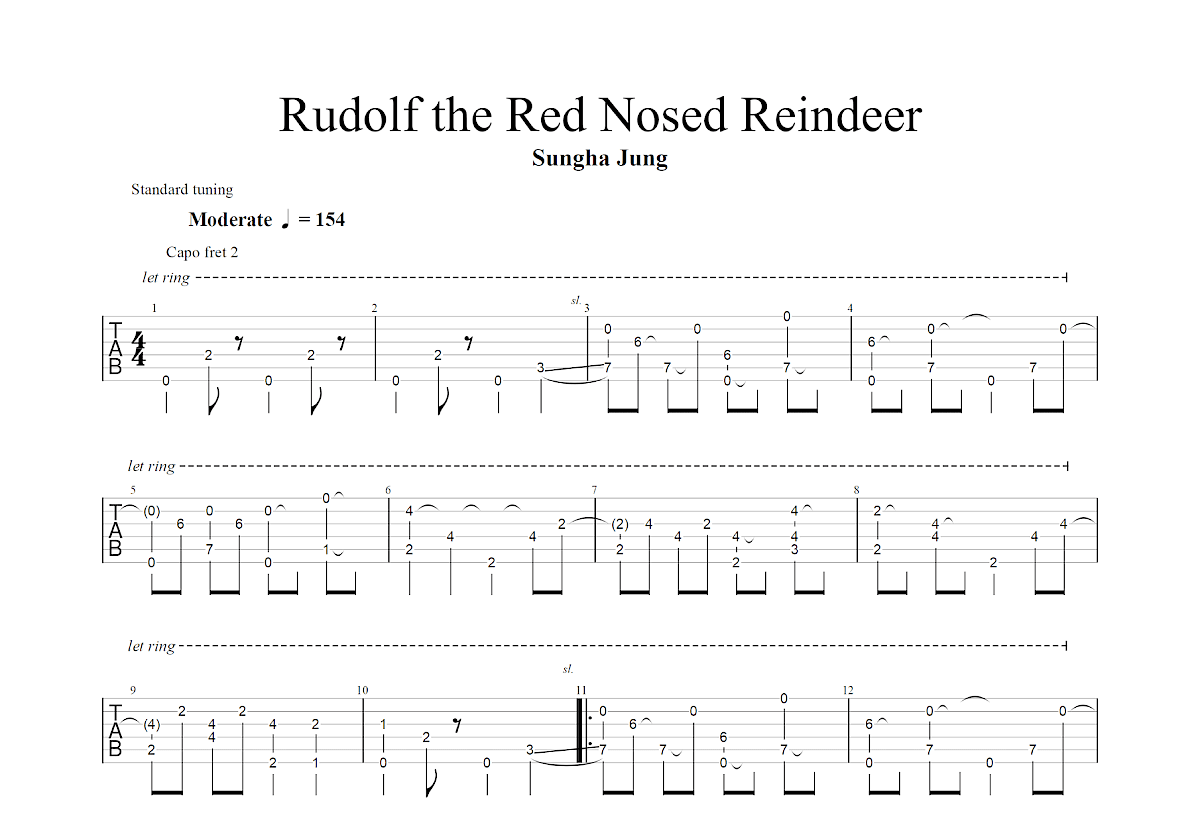 Rudolf the Red Nosed Reindeer吉他谱_郑成河_G调指弹