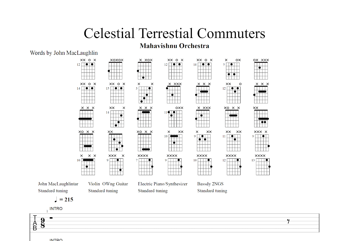 Celestial Terrestial Commuters吉他谱预览图