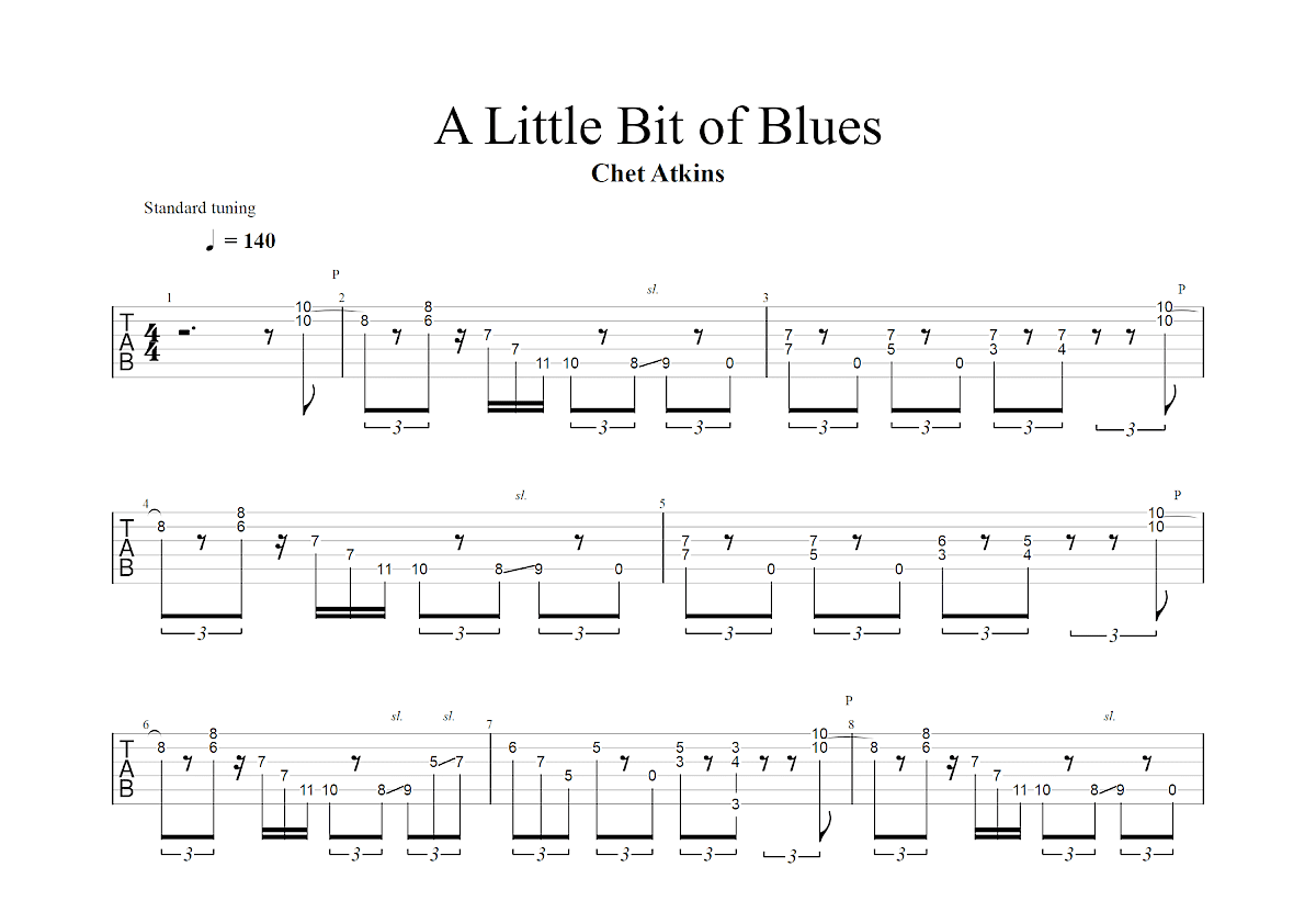 A Little Bit of Blues吉他谱_Chet Atkins_A调指弹