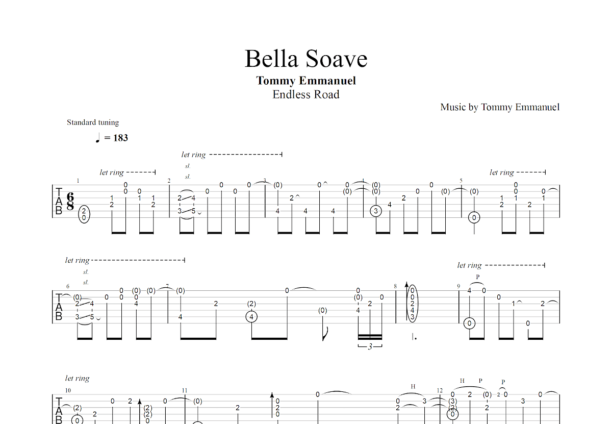 Bella Soave吉他谱_Tommy Emmanuel_E调指弹