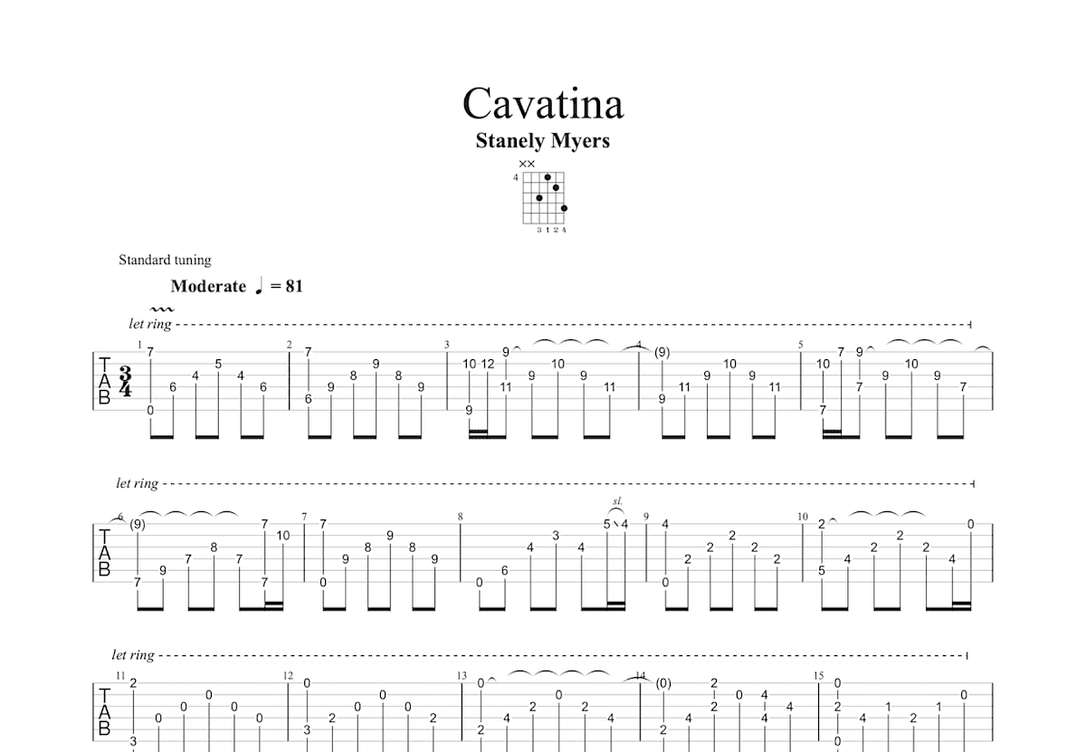 Cavatina吉他谱预览图