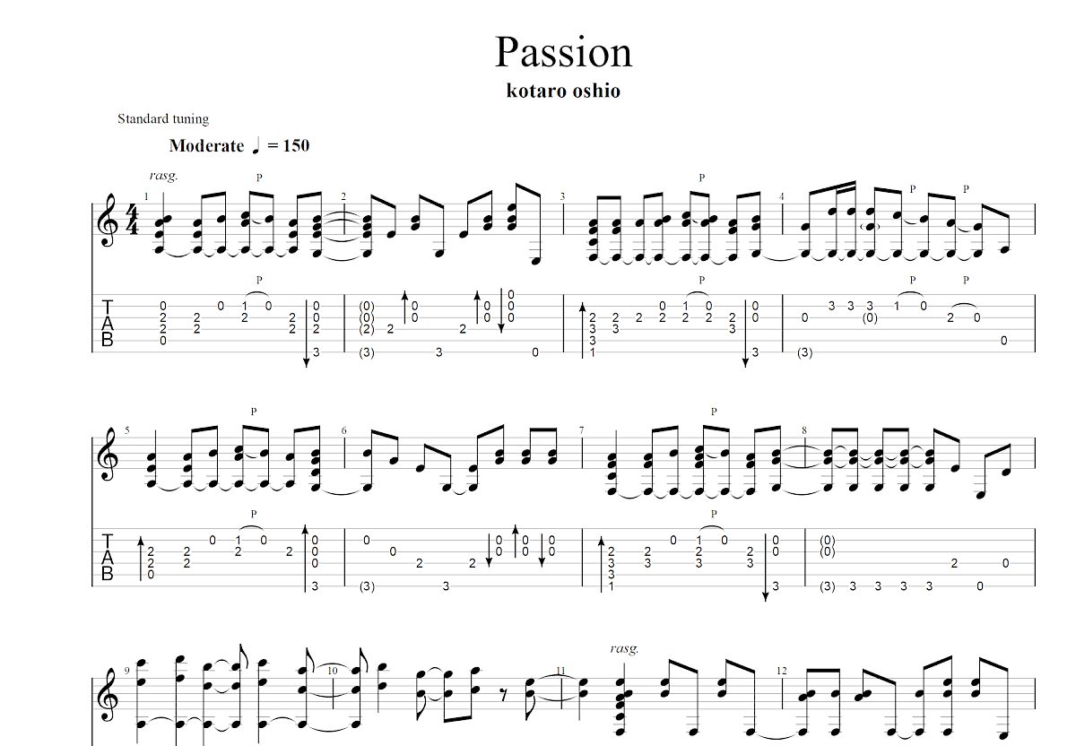 Passion吉他谱预览图