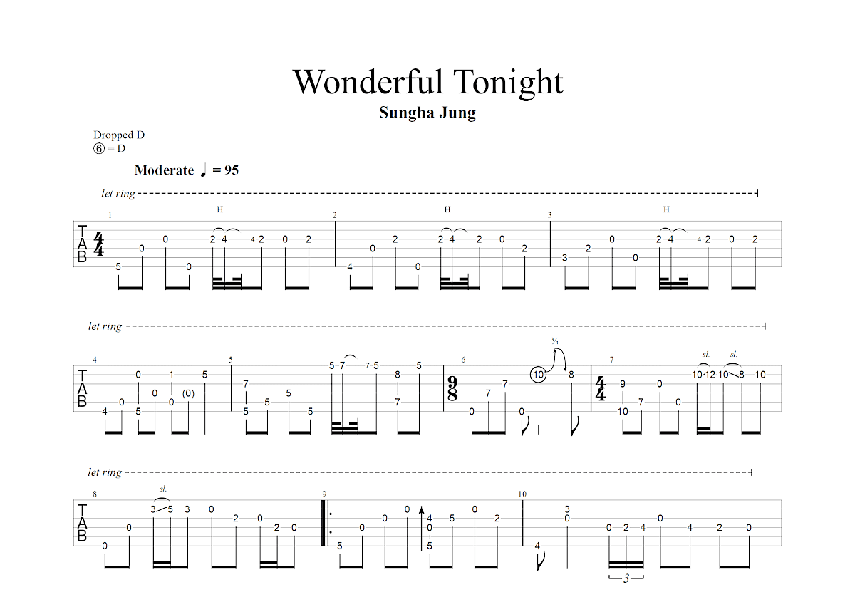 Wonderful Tonight吉他谱预览图