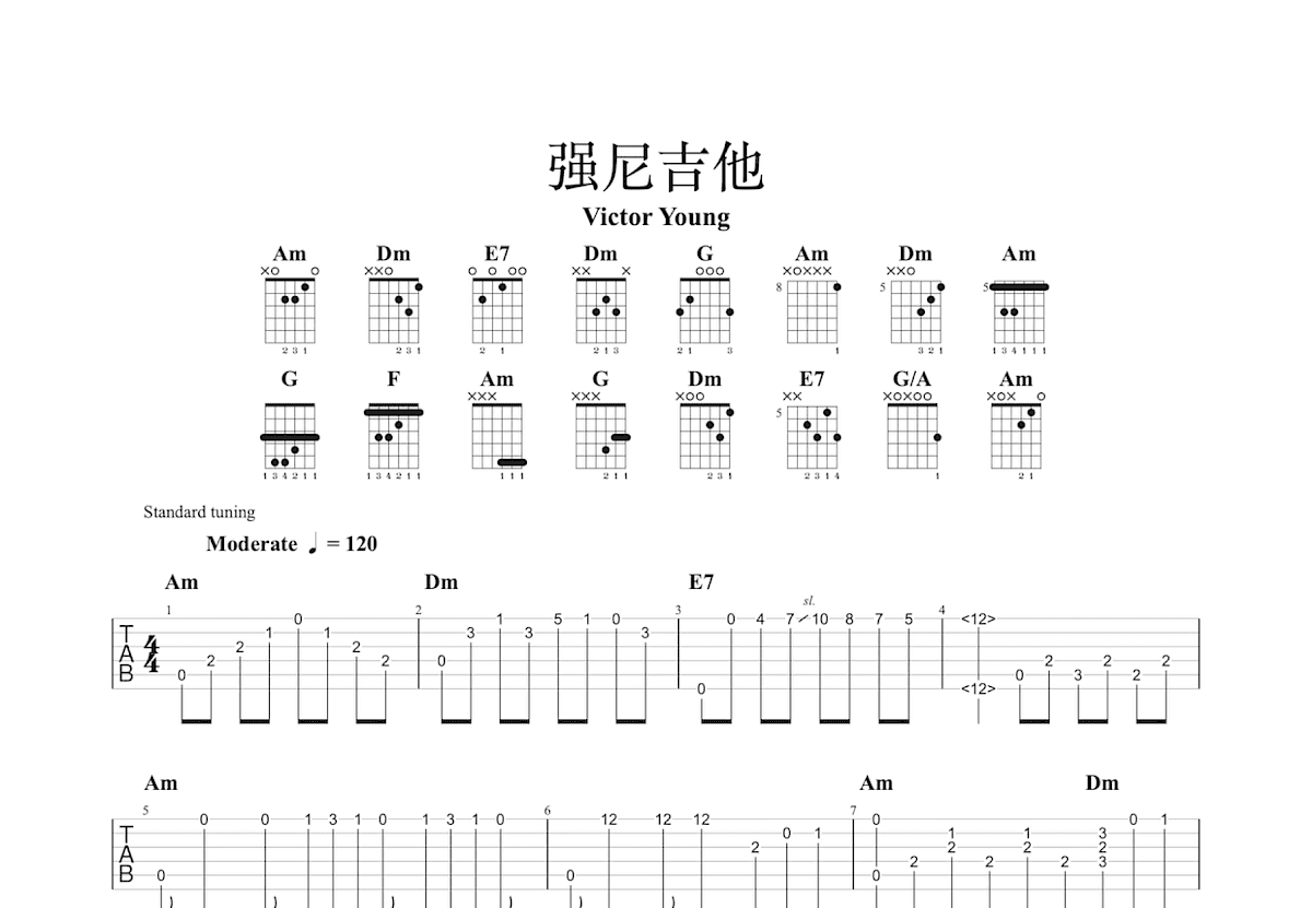 强尼吉他吉他谱预览图