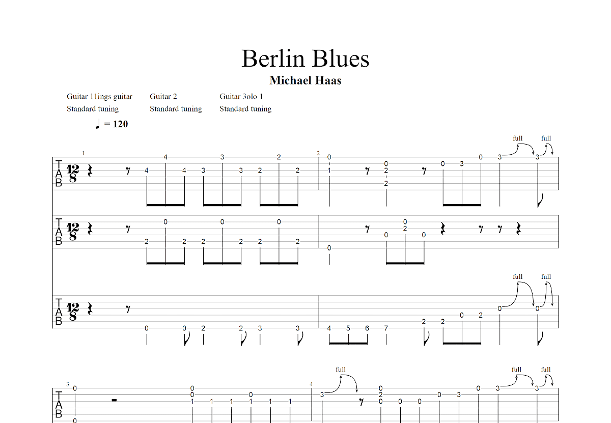 Berlin Blues吉他谱预览图