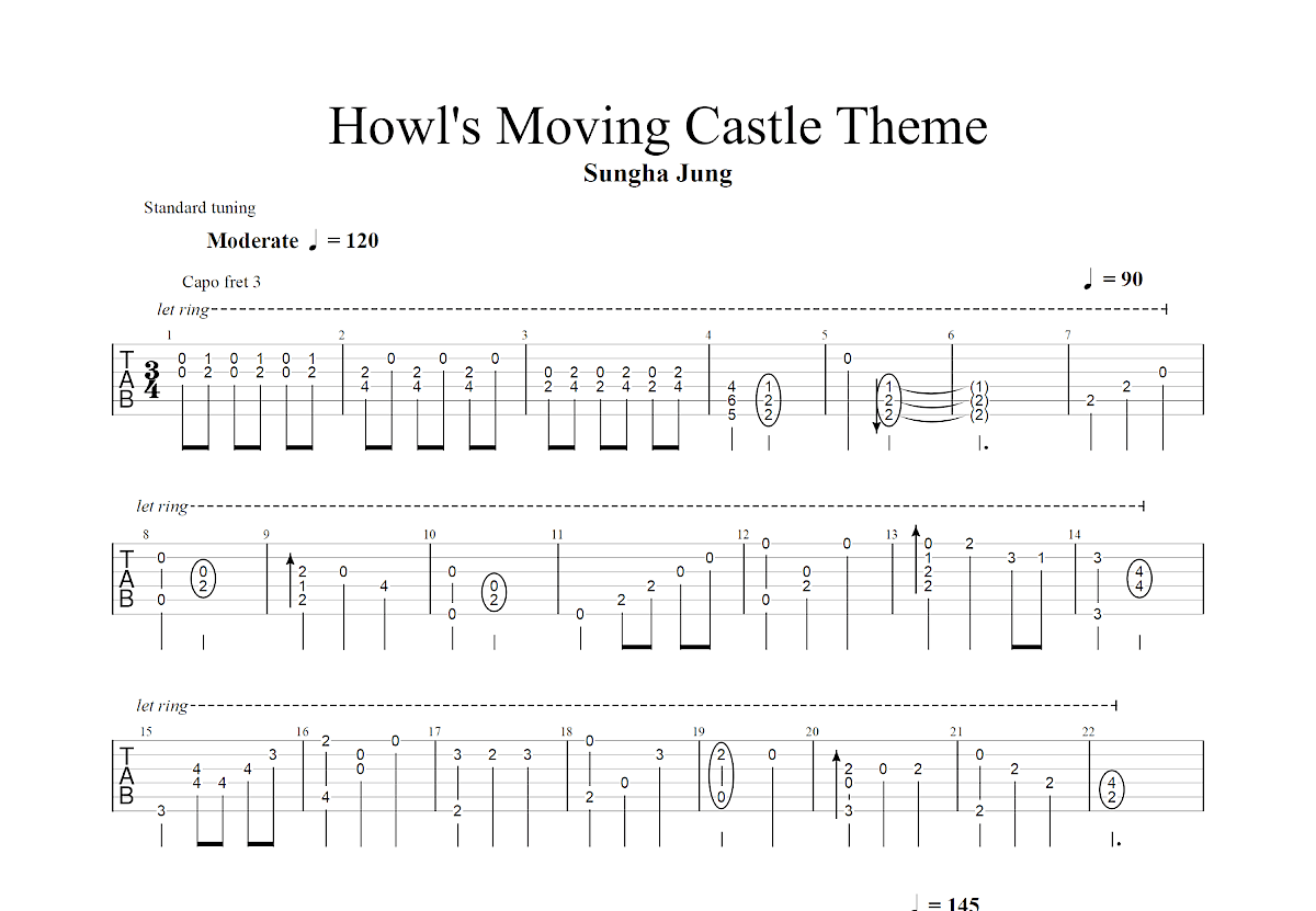 Howl's Moving Castle Theme吉他谱_郑成河_G调指弹