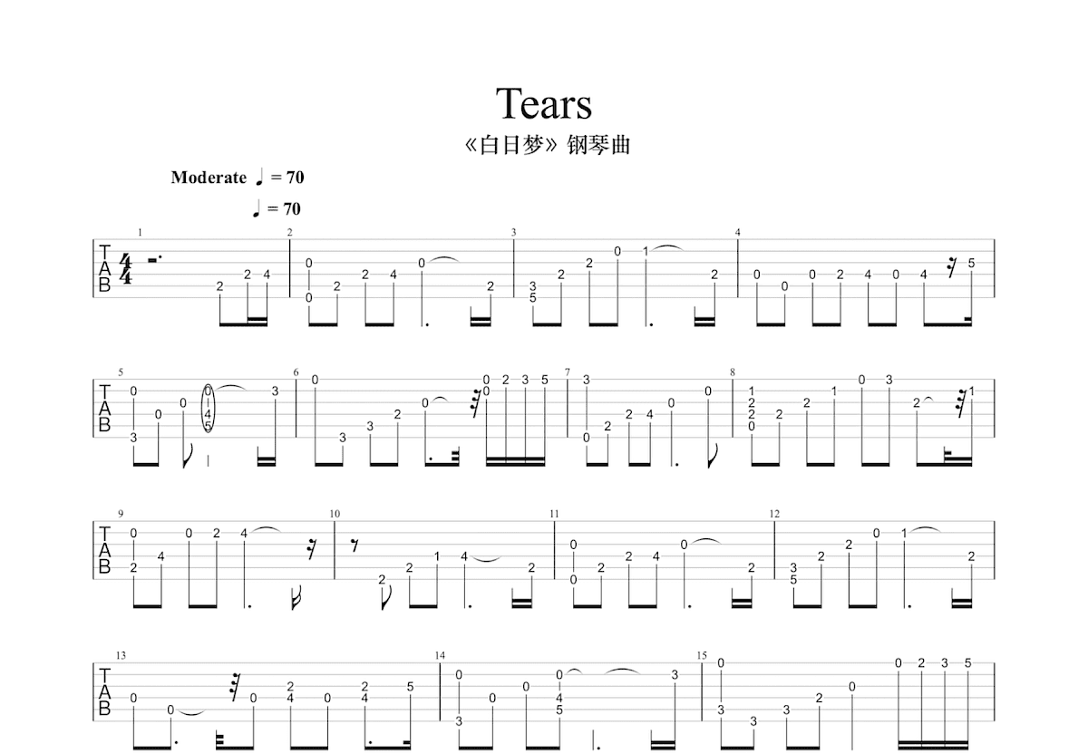 Tears吉他谱预览图
