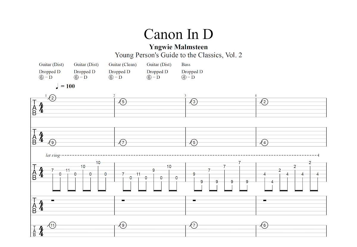 卡农吉他谱预览图