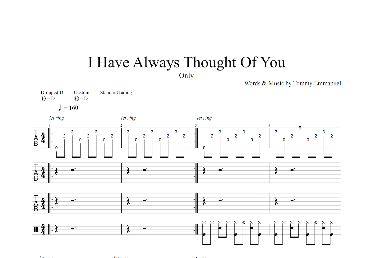 I Have Always Thought Of You吉他谱_Tommy Emmanuel_D调总谱