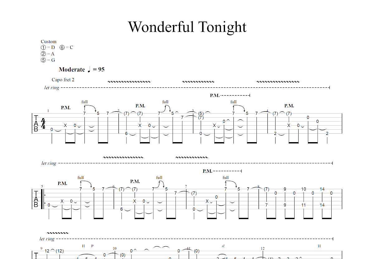 Wonderful Tonight吉他谱_岸部真明_G调指弹