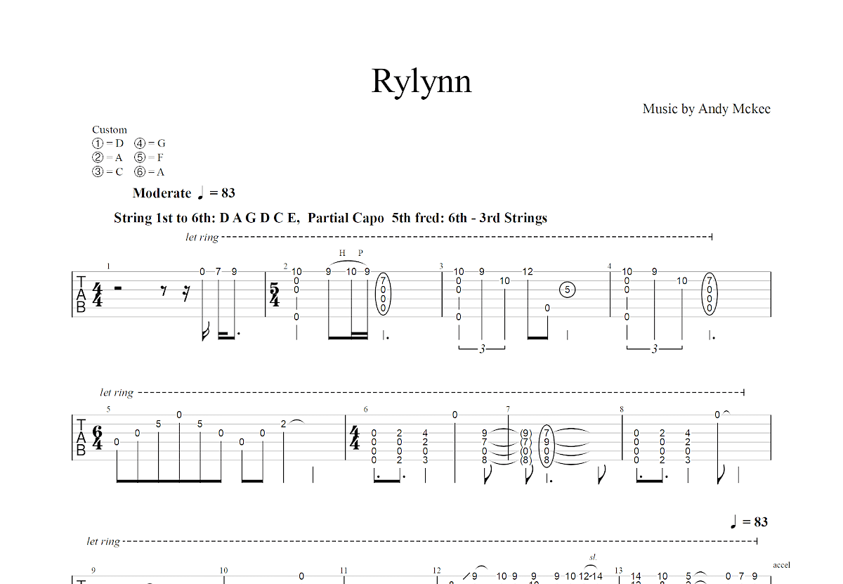 Rylynn吉他谱_Andy Mckee_G调指弹