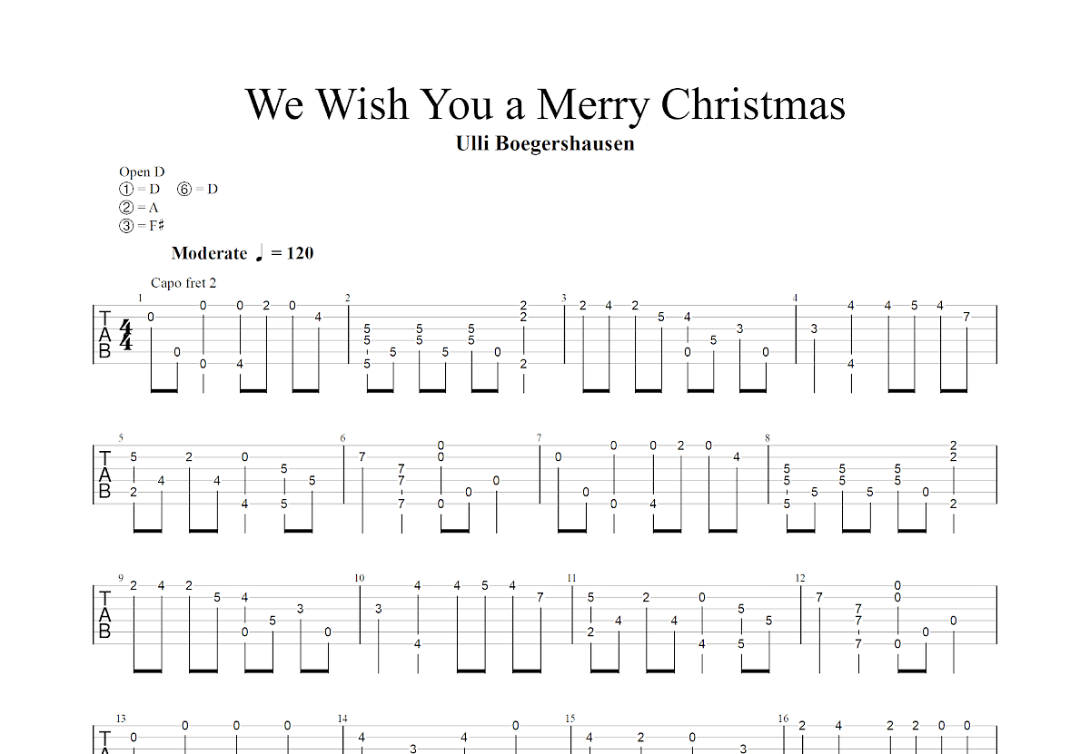We Wish You a Merry Christmas吉他谱预览图